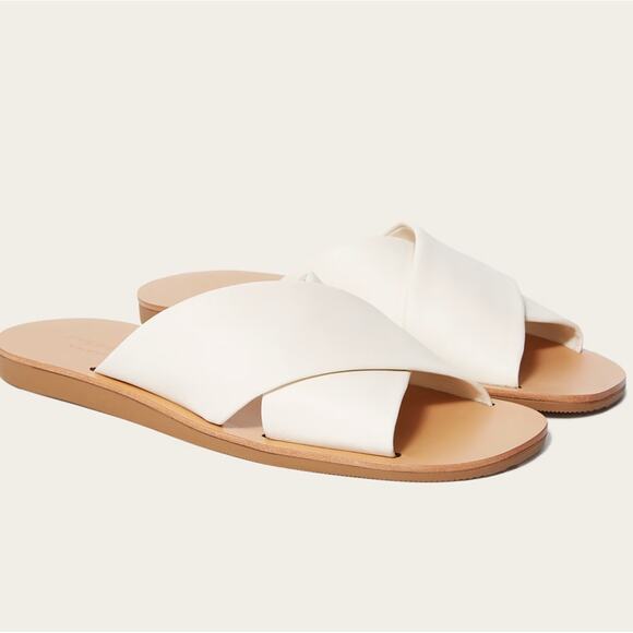 Everlane Day Crossover Sandals Size 5.5 Leather Cream Flat Slip On New w/o Box - Picture 9 of 9